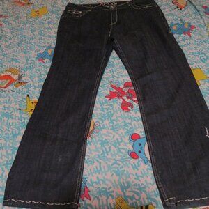 Coogi Contrast Stitched Jeans Blue 42x34 Pockets Baggy Hip Hop Rap Denim